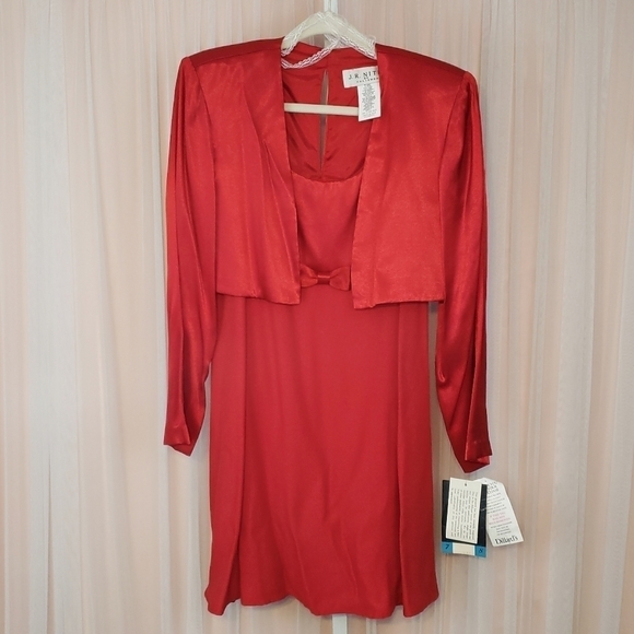 Vintage 90s J. R. Nites by Caliendo Womens Red Mini Dress with Bows size 8 - Picture 1 of 12